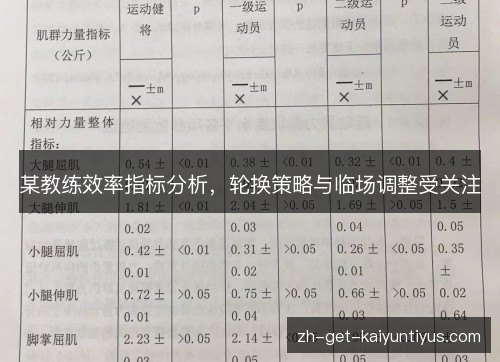 某教练效率指标分析,轮换策略与临场调整受关注 某教练效率指标分析,轮换策略与临场调整受关注